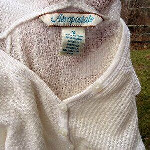 Vintage Aeropostale White Waffle Thermal Henley Hoodie